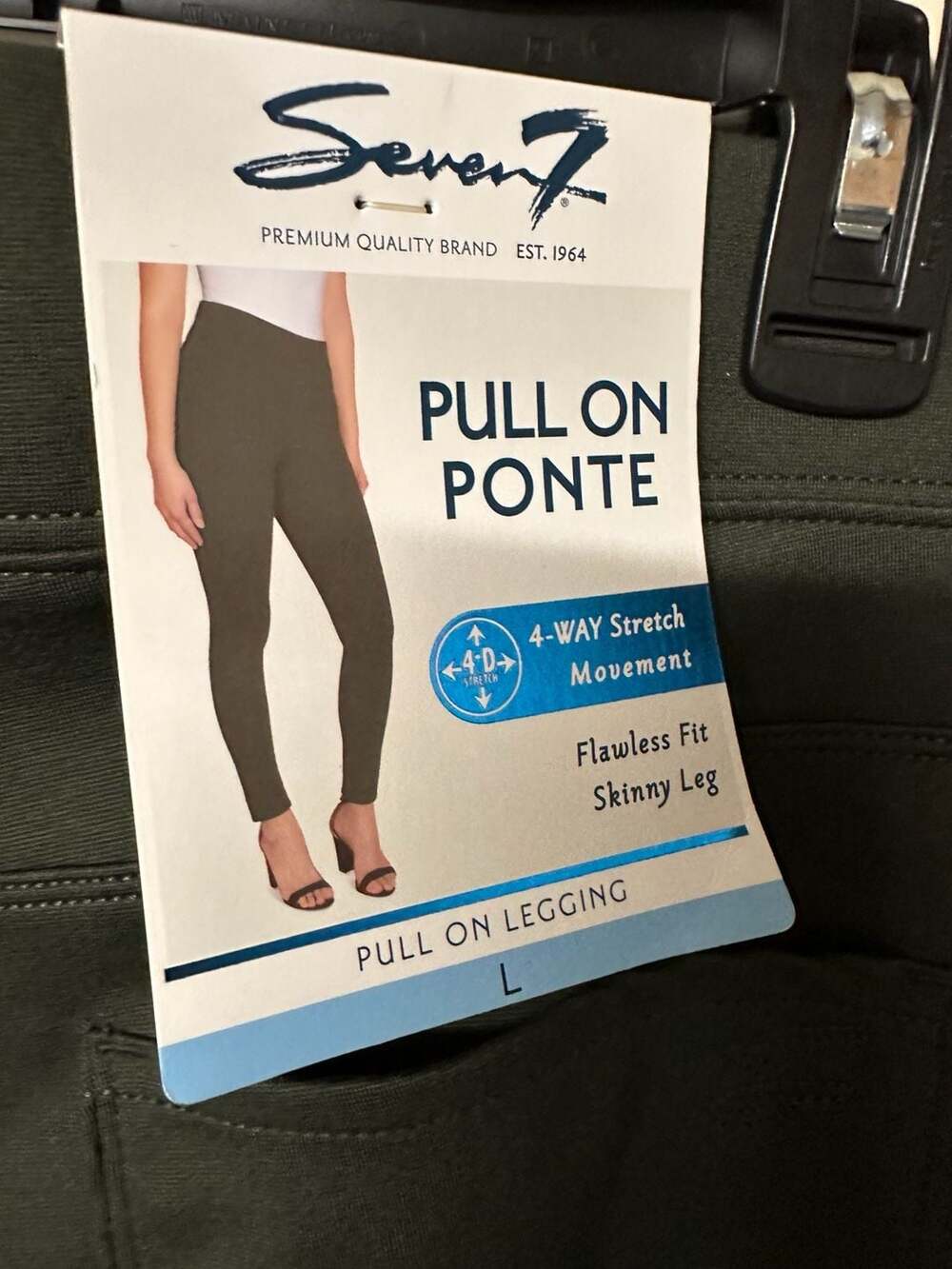 Seven7 Pull On Ponte Legging Size L Green Skinny Leg